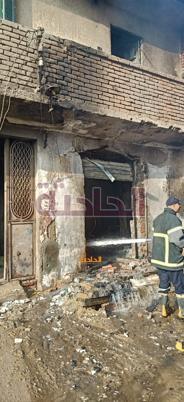 حريق مخزن أدوات صحية داخل عقار في أوسيم